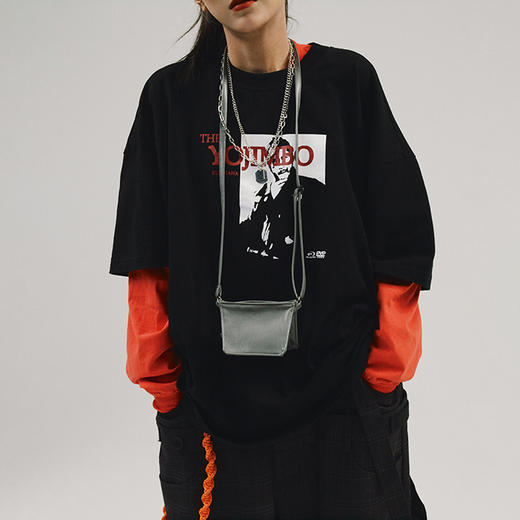 POH 用心棒电影剪影印花上衣tee国潮宽松帅气短袖T恤男女潮流潮牌 商品图3