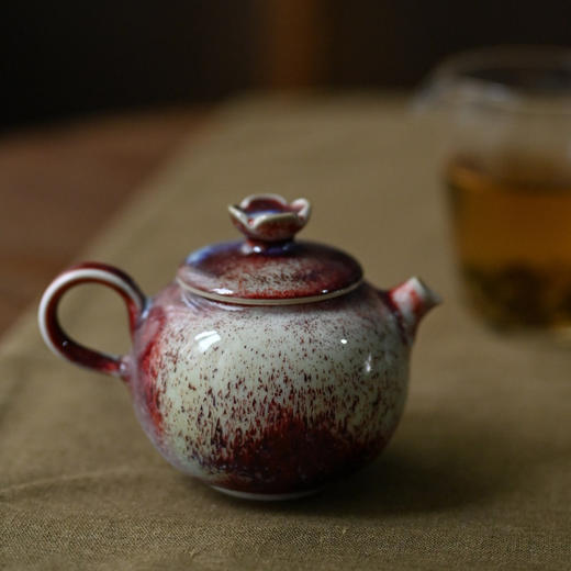 「景德镇手工钧瓷小茶壶」美人醉高温窑变釉球孔茶壶 家用小号白瓷泡茶壶 商品图3