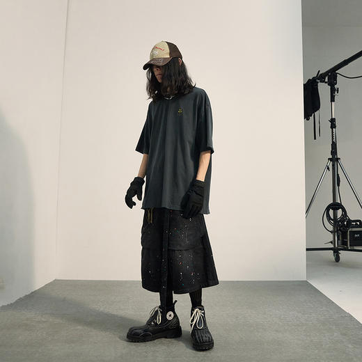 POH「希腊神话」染色做旧古着刺绣短袖T恤男质感落肩宽松打底上衣 商品图1