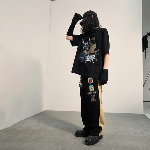 POH「观」 印刷术毕升人像国潮印花T恤男装街头宽松落肩Tee短袖男 商品图1