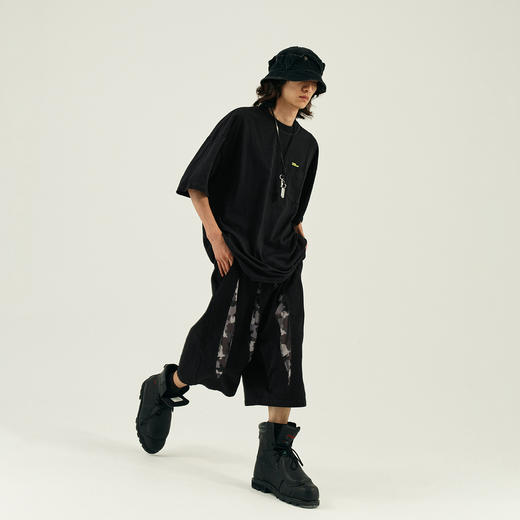 POH 复古美式街头嘻哈五分中裤子宽松百搭印花迷彩网眼牛仔短裤男 商品图1