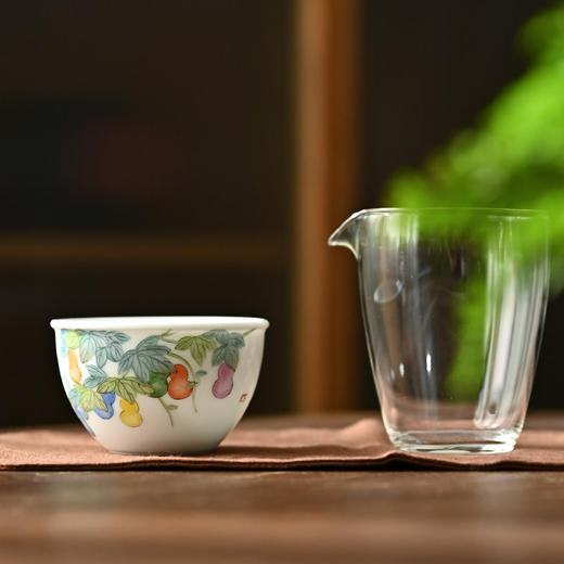 「景德镇手拉坯主人杯」粉彩手绘福禄缸式杯 大号玉泥白瓷主人杯 商品图1