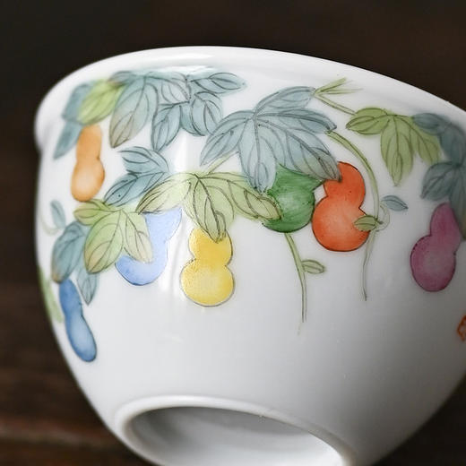 「景德镇手拉坯主人杯」粉彩手绘福禄缸式杯 大号玉泥白瓷主人杯 商品图4