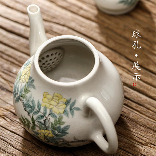 「景德镇茶壶」中式手工草木灰釉功夫茶泡茶壶 手绘花朵茶具壶单壶 商品图2