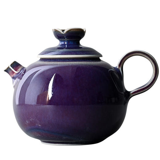 「景德镇手工钧瓷小茶壶」高温原矿窑变釉 白瓷球孔茶壶 家用陶瓷泡茶小壶 商品图5