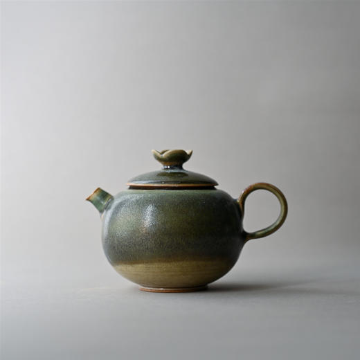 「景德镇蕉叶绿窑变釉小茶壶」手工粗陶球孔壶 家用陶瓷小号泡茶壶 商品图0