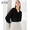 EITIE爱特爱秋季新款通勤显瘦V领复古直筒百搭灯笼袖雪纺上衣C2113810 商品缩略图0