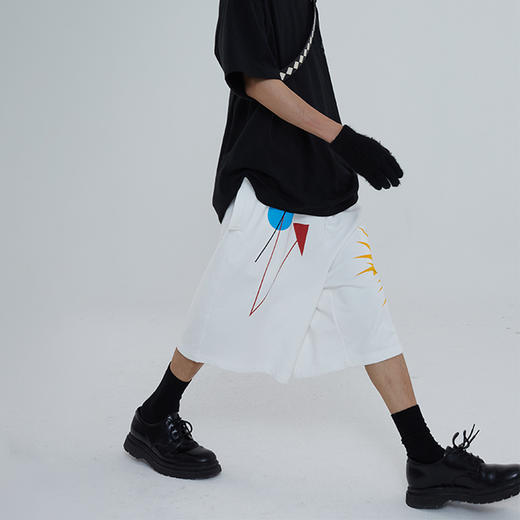 POH「太阳图腾」 几何图形印花廓形短裤男夏季潮流街头百搭卫裤潮 商品图2