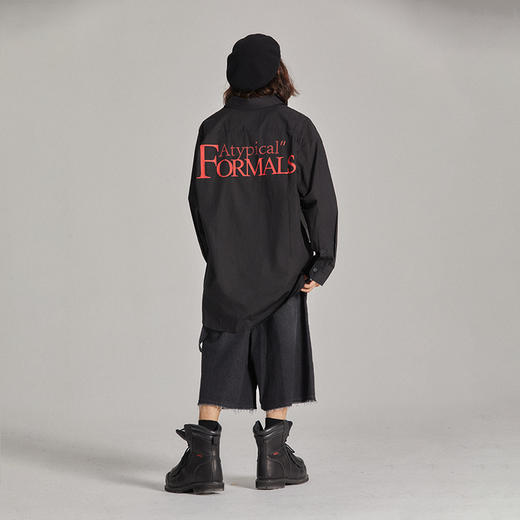 POH 19AW吸血鬼印花洗水碳黑宽松廓形长袖翻领衬衫男夏季潮牌国潮 商品图2