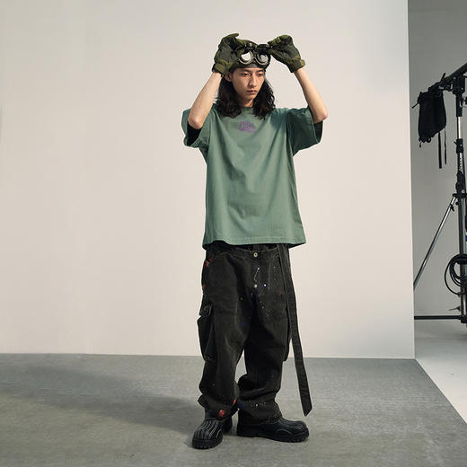 POH「新浪潮」 人像剪贴画圆领复古短袖T恤男潮流街头宽松上衣Tee 商品图2