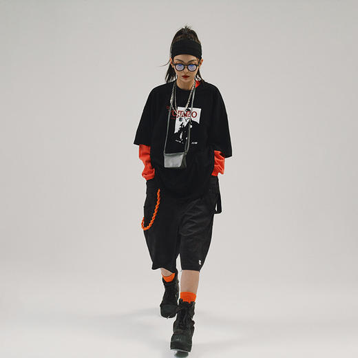 POH 用心棒电影剪影印花上衣tee国潮宽松帅气短袖T恤男女潮流潮牌 商品图0