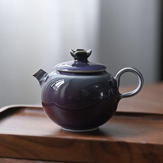 「景德镇手工钧瓷小茶壶」高温原矿窑变釉 白瓷球孔茶壶 家用陶瓷泡茶小壶 商品图2