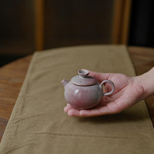 「景德镇溪红苏打小茶壶」高温原矿窑变开片釉 粗陶球孔茶壶 家用小号泡茶壶 商品图1