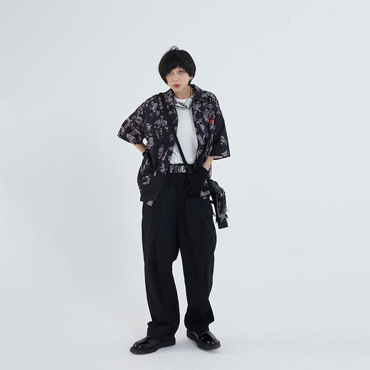 POH「大游行」 街头休闲宽松人像满印衬衫男夏季潮流百搭开衫短袖 商品图1