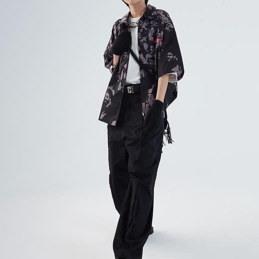 POH「大游行」 街头休闲宽松人像满印衬衫男夏季潮流百搭开衫短袖 商品图3