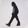 POH 朋克摇滚拉链设计感黑色阔腿休闲裤男手工流苏做旧喇叭长裤男 商品缩略图0