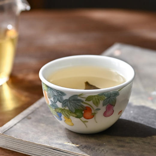 「景德镇手拉坯主人杯」粉彩手绘福禄缸式杯 大号玉泥白瓷主人杯 商品图2