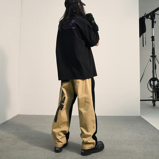 POH「埃及探险者」 散弹枪印花直筒牛仔裤男宽松撞色拼接休闲长裤 商品图3