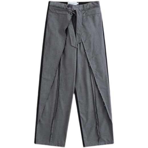 POH 前后拼接撞色立体剪裁小众设计感直筒阔腿裤男丹宁西装厨师裤 商品图4