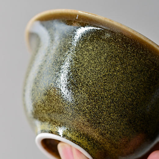 「景德镇手工盖碗主人杯」金花茶叶沫原矿釉陶瓷 三才盖碗 家用大号防烫泡茶碗 商品图3