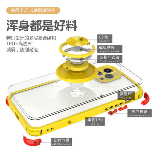 【手机壳】适用iphone12双指环支架透明手机壳 苹果11pro手机壳四角防摔创意 商品图2