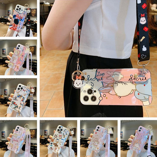 【手机壳】适用苹果12水钻闪粉华为P50Pro手机壳oppo reno5腕带支架vivo X60 商品图0