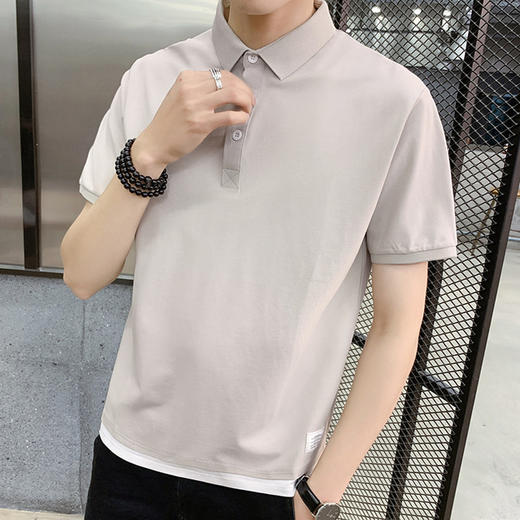 【服饰鞋包】简约潮流T恤男装短袖t恤成熟稳重男士打底衬衫粉 商品图4