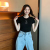 【简约字母印花T恤】T恤女ins潮夏季韩版BF修身显瘦女士圆领短袖上衣 商品缩略图1