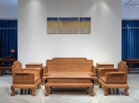 红桥红  家具严选  缅甸花梨（大果紫檀）【卷珠腿 荷韵沙发113六件套】