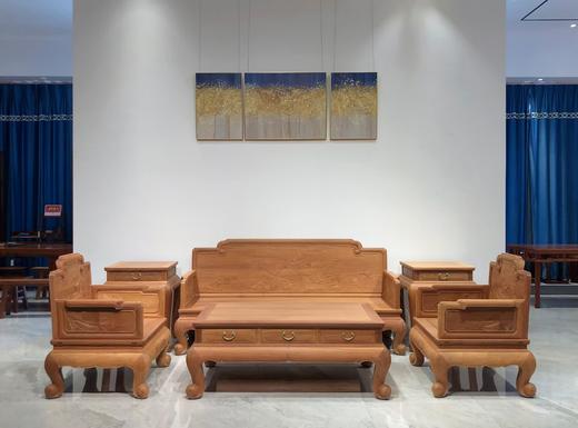 红桥红  家具严选  缅甸花梨（大果紫檀）【卷珠腿 荷韵沙发113六件套】 商品图0