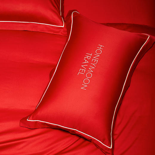 佳丽斯60支纯棉婚庆四件套结婚红色被套床单全棉绣花新婚套件 商品图5