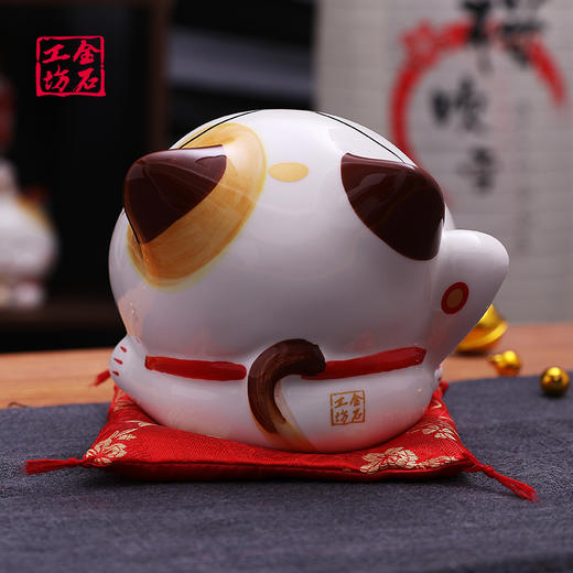 金石工坊大嘴招财猫万用座手机支架可爱桌面陶瓷创意摆件 商品图5