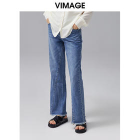 VIMAGE纬漫纪新款时尚通勤休闲显瘦百搭牛仔裤VC2105210