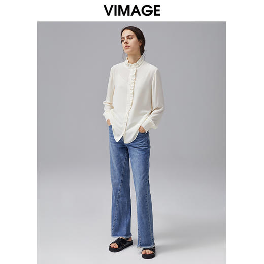 VIMAGE纬漫纪新款时尚通勤休闲显瘦百搭牛仔裤VC2105210 商品图1