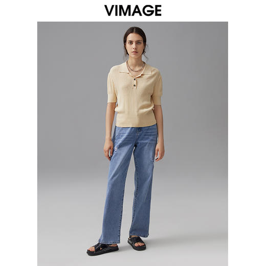 VIMAGE纬漫纪夏季新款透气修身短袖针织衫V1501117 商品图1