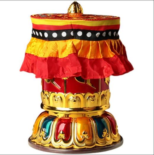 德田手拉电动转经轮+智能计数伞盖六字大明咒转经筒插电自动经筒 商品图4