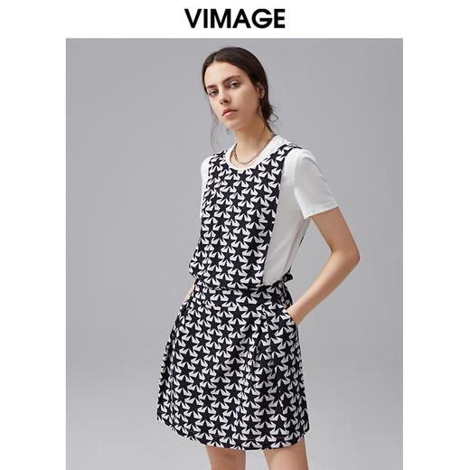 VIMAGE纬漫纪夏季新款女装简约裙印花连衣裙修身百搭V307006 商品图2