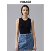 VIMAGE纬漫纪夏季新款纯色圆领宽带无袖内搭显瘦上衣针织衫V1501118 商品缩略图0