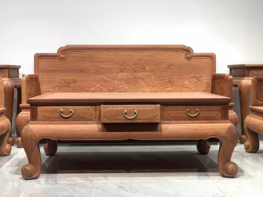 红桥红  家具严选  缅甸花梨（大果紫檀）【卷珠腿 荷韵沙发113六件套】 商品图4