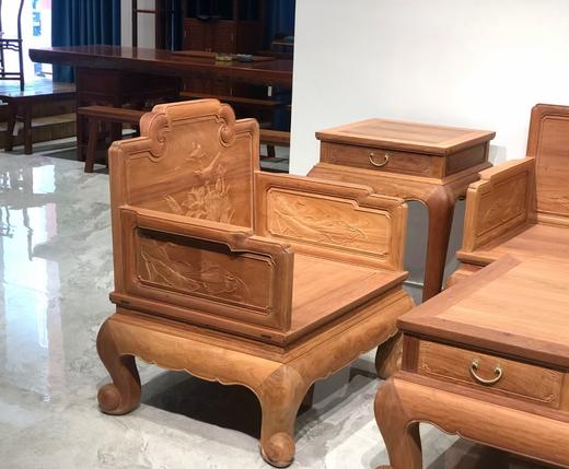红桥红  家具严选  缅甸花梨（大果紫檀）【卷珠腿 荷韵沙发113六件套】 商品图1