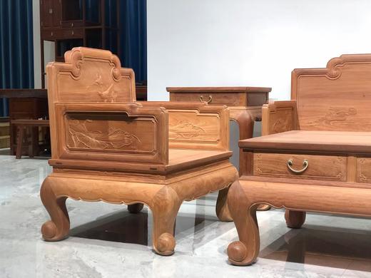 红桥红  家具严选  缅甸花梨（大果紫檀）【卷珠腿 荷韵沙发113六件套】 商品图2
