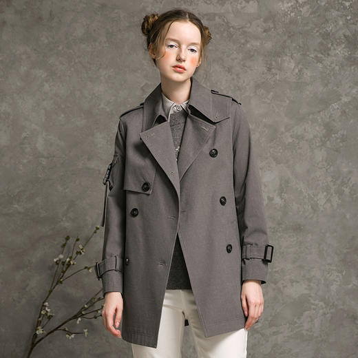 Famecoco范可儿风衣外套女秋原创复古小个子中长款F216AA003 商品图0