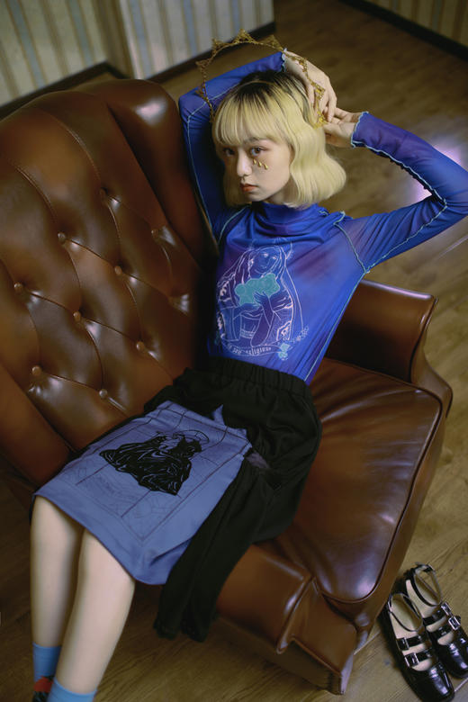 【市集】网纱长袖打底衫-圣母小熊软糖扎染印花-Puli Potch布力跑 商品图1