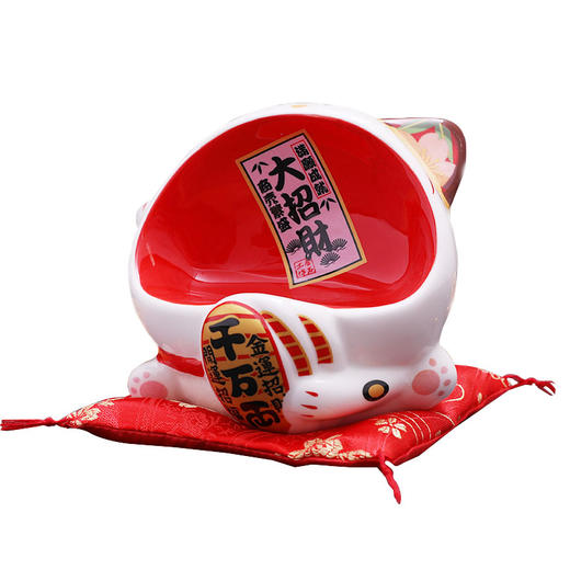 金石工坊大嘴招财猫万用座手机支架可爱桌面陶瓷创意摆件 商品图0