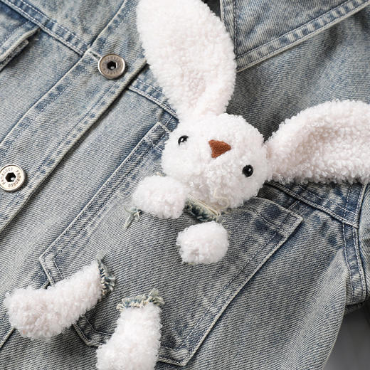 Famecoco范可儿牛仔外套女秋新品长袖连帽拼接外套F216AB002 商品图3