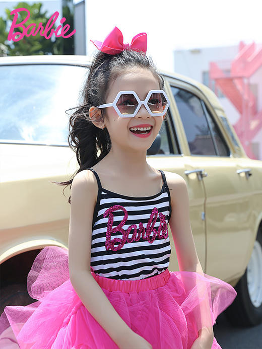 【非质量问题不退换】Barbie芭比 夏日舞会 女童吊带新款夏T恤上衣纯棉 商品图4