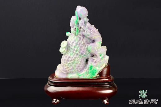 派瑞翡翠 翡翠摆件 糯种 绿色 紫色 商品图0