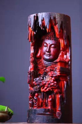 W°紫檀求佛圆柱