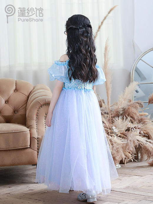 pureshare美人鱼2公主裙女童连衣裙2021年夏艾莎蓬纱洋气礼服-海姑娘 商品图4