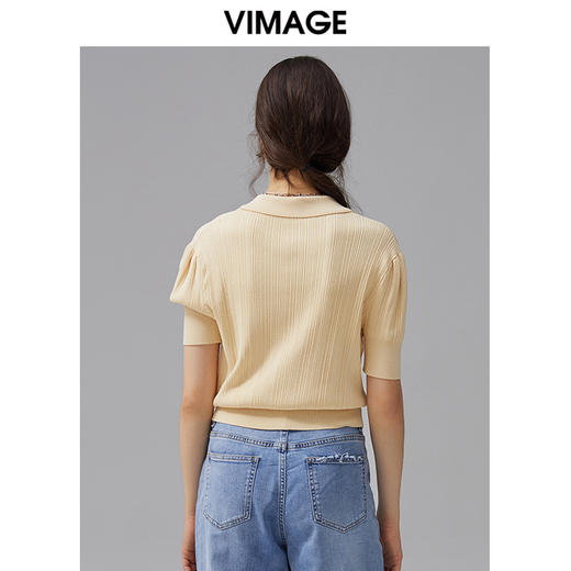 VIMAGE纬漫纪夏季新款透气修身短袖针织衫V1501117 商品图3